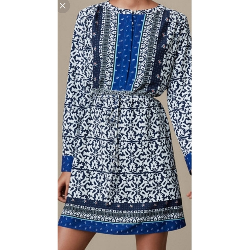 Loft Floral Long sleeve Shift dress Blue Size XSP
